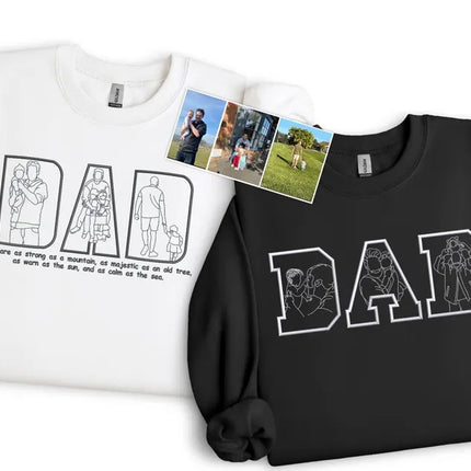 Personalised Dad Outline Portrait Sweatshirt, Custom Embroidered Photo Hoodies, Father's Day Gifts, Matching Family Gifts, Gifts for New Dad