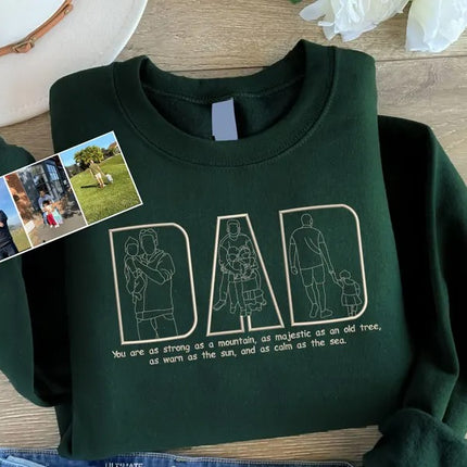 Personalised Dad Outline Portrait Sweatshirt, Custom Embroidered Photo Hoodies, Father's Day Gifts, Matching Family Gifts, Gifts for New Dad