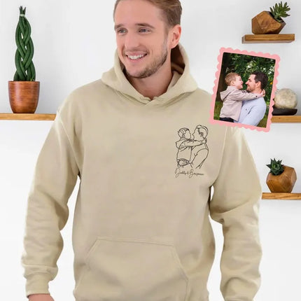 Custom Dad Portrait Hoodie with Kids' Names, Gift for Dad from Children, Gift for Him