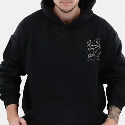 Custom Dad Portrait Hoodie with Kids' Names, Gift for Dad from Children, Gift for Him
