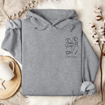 Custom Dad Portrait Hoodie with Kids' Names, Gift for Dad from Children, Gift for Him