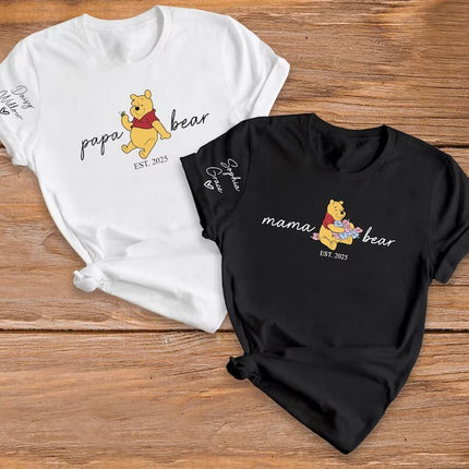 Custom Mama Papa Bear T-Shirts, Matching Family Bear Shirts for Parents, Gift For Him