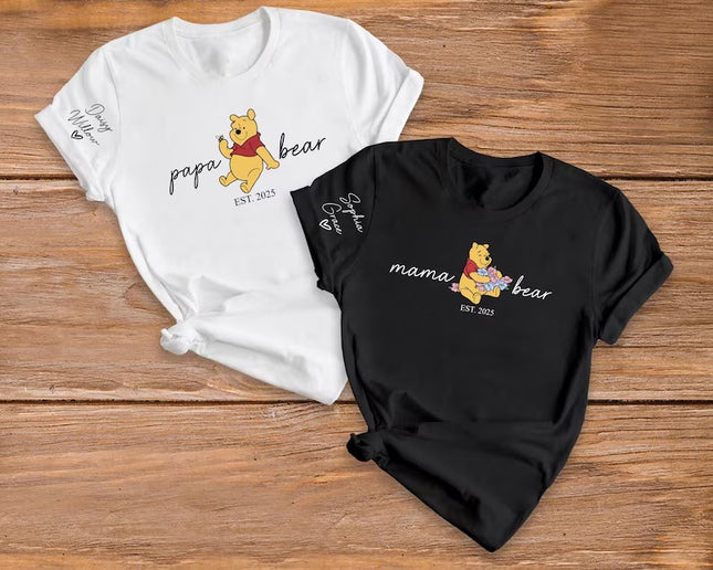 Custom Mama Papa Bear T-Shirts, Matching Family Bear Shirts for Parents, Gift For Him