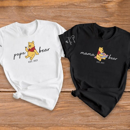 Custom Mama Papa Bear T-Shirts, Matching Family Bear Shirts for Parents, Gift For Him
