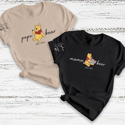 Custom Mama Papa Bear T-Shirts, Matching Family Bear Shirts for Parents, Gift For Him