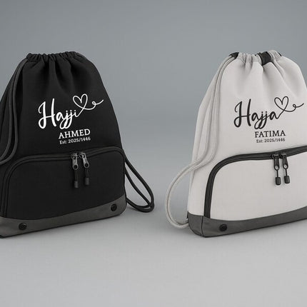 Hajji Hajja Travel Sack, Personalised Hajj Bag with Custom Name and Est Date