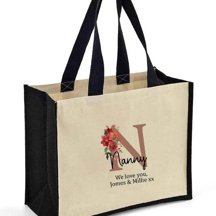 Custom Grandma Tote Bag, Personalised Nanny Printed Shopping Bag, Grandparent Gift