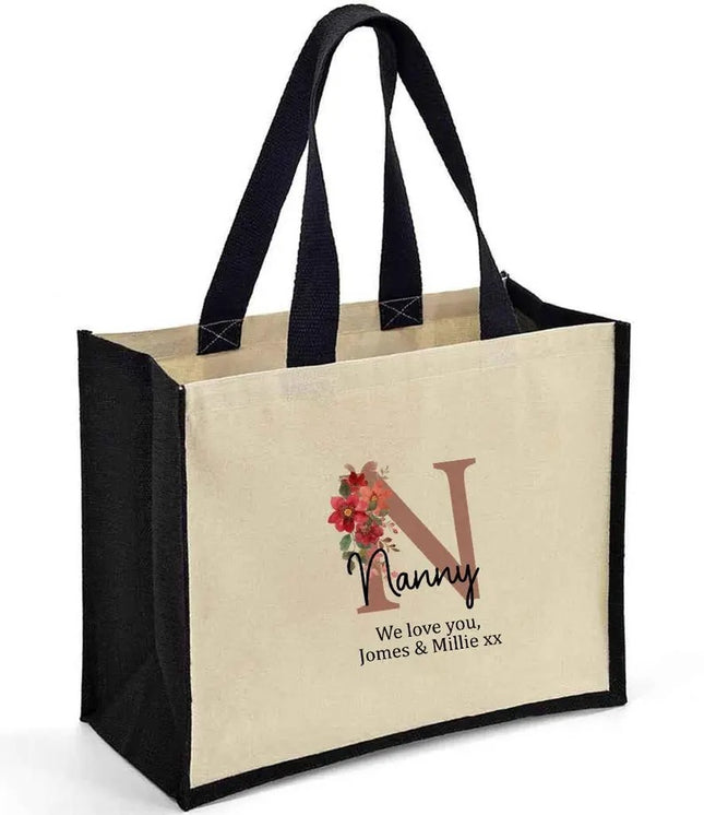 Custom Grandma Tote Bag, Personalised Nanny Printed Shopping Bag, Grandparent Gift