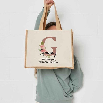 Custom Grandma Tote Bag, Personalised Nanny Printed Shopping Bag, Grandparent Gift