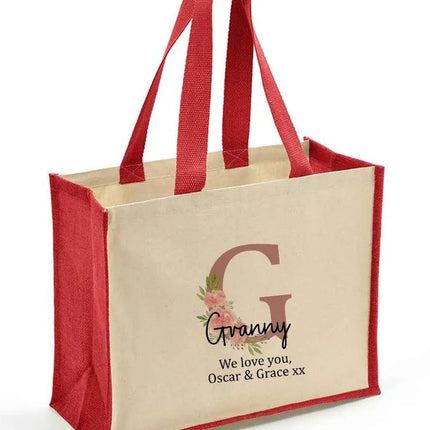 Custom Grandma Tote Bag, Personalised Nanny Printed Shopping Bag, Grandparent Gift