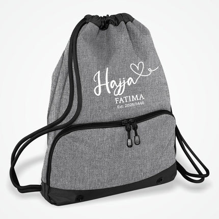 Hajji Hajja Travel Sack, Personalised Hajj Bag with Custom Name and Est Date
