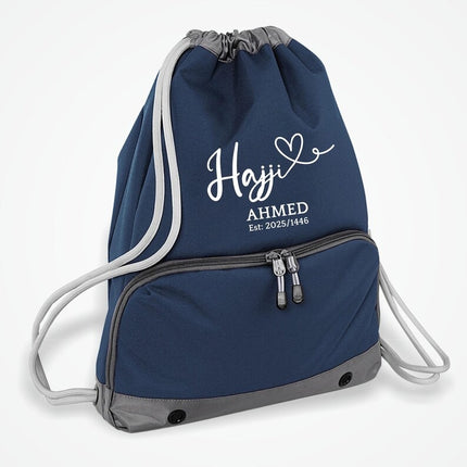 Hajji Hajja Travel Sack, Personalised Hajj Bag with Custom Name and Est Date
