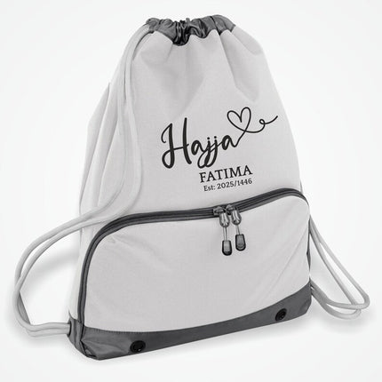 Hajji Hajja Travel Sack, Personalised Hajj Bag with Custom Name and Est Date