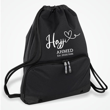 Hajji Hajja Travel Sack, Personalised Hajj Bag with Custom Name and Est Date