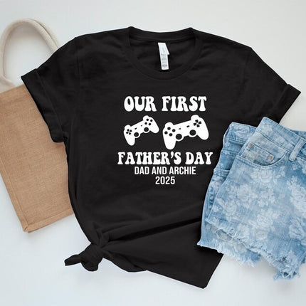 Personalised Our First Fathers Day T Shirt, 1st fathers Day Dad & Kids Matching Shirt