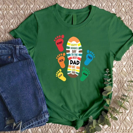 Personalised Dad and Kids Footprints Shirt, Custom Kids Name Printed Shirt, Gift for Him