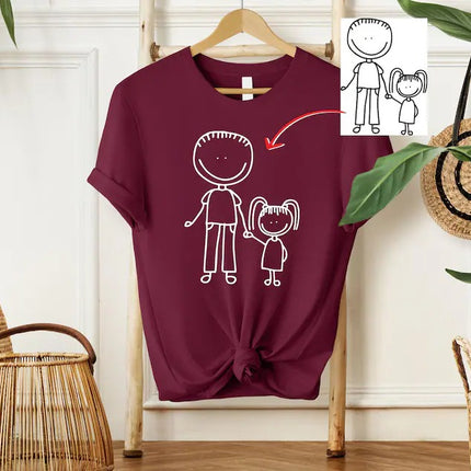 Personalised Drawing Shirt, Custom Kids Art Work Printed T-Shirt, Gift for Dad from Kids