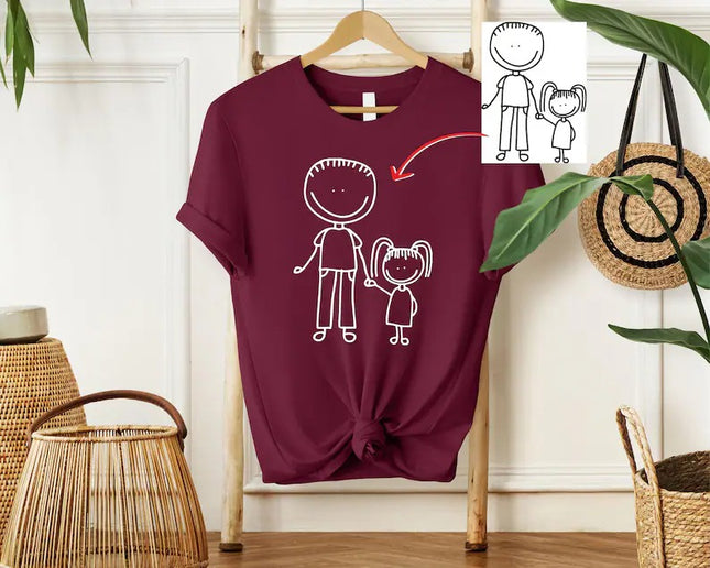 Personalised Drawing Shirt, Custom Kids Art Work Printed T-Shirt, Gift for Dad from Kids