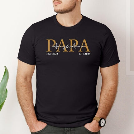 Personalised Dad T Shirt, Custom Kids Name Printed Shirt, Papa Birthday Party Tee Tops, New Dad To Pe Gifts, Fathers Day Gift, Gift for Him