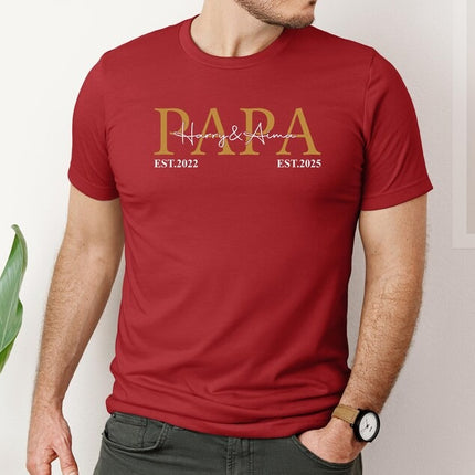 Personalised Dad T Shirt, Custom Kids Name Printed Shirt, Papa Birthday Party Tee Tops, New Dad To Pe Gifts, Fathers Day Gift, Gift for Him