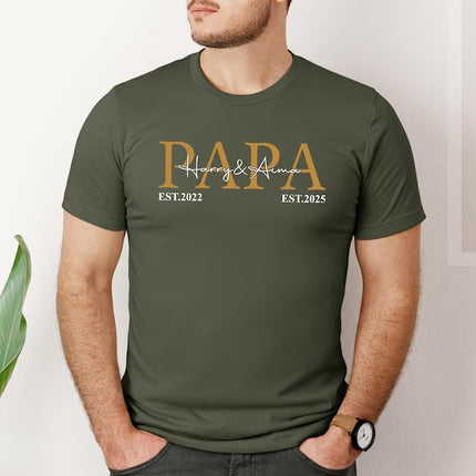 Personalised Dad T Shirt, Custom Kids Name Printed Shirt, Papa Birthday Party Tee Tops, New Dad To Pe Gifts, Fathers Day Gift, Gift for Him