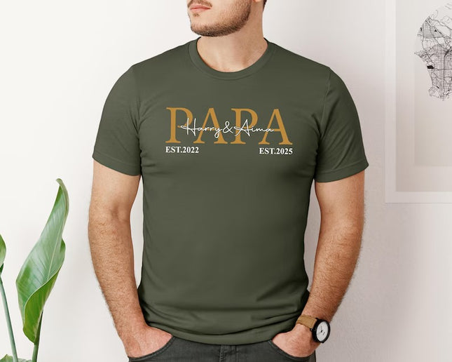 Personalised Dad T Shirt, Custom Kids Name Printed Shirt, Papa Birthday Party Tee Tops, New Dad To Pe Gifts, Fathers Day Gift, Gift for Him