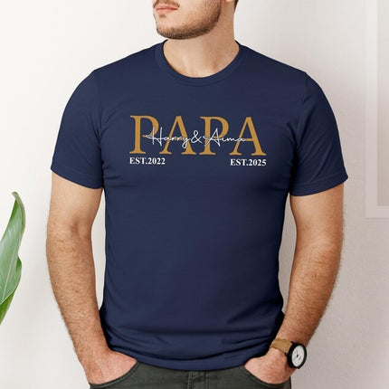 Personalised Dad T Shirt, Custom Kids Name Printed Shirt, Papa Birthday Party Tee Tops, New Dad To Pe Gifts, Fathers Day Gift, Gift for Him