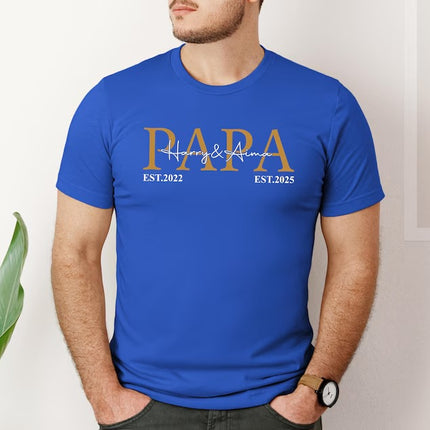Personalised Dad T Shirt, Custom Kids Name Printed Shirt, Papa Birthday Party Tee Tops, New Dad To Pe Gifts, Fathers Day Gift, Gift for Him