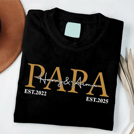 Personalised Dad T Shirt, Custom Kids Name Printed Shirt, Papa Birthday Party Tee Tops, New Dad To Pe Gifts, Fathers Day Gift, Gift for Him