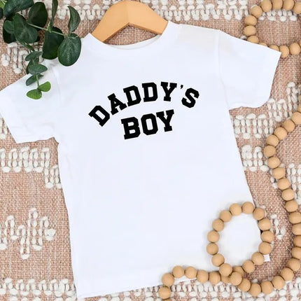 Daddy and Daddys Boy Matching T-Shirt, College Style Father Son Printed Outfit