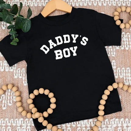 Daddy and Daddys Boy Matching T-Shirt, College Style Father Son Printed Outfit
