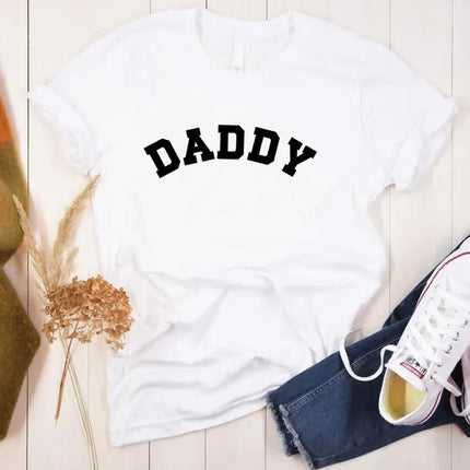 Daddy and Daddys Boy Matching T-Shirt, College Style Father Son Printed Outfit