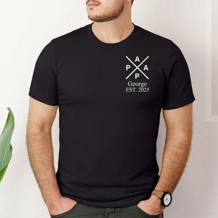 Papa Monogram T-Shirt, Custom Shirt with Kids Name and Date, Fathers Day Gift, Gift for Grandpa or New Dad, Custom Dad Shirts, Cool Dad Gift