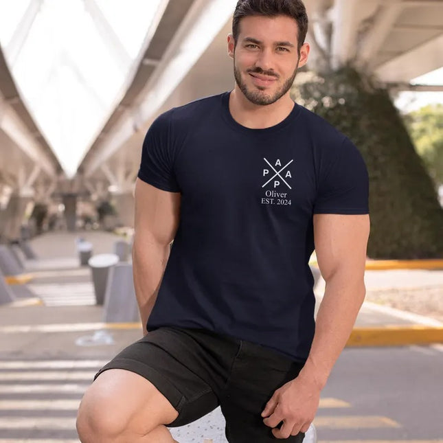 Papa Monogram T-Shirt, Custom Shirt with Kids Name and Date, Fathers Day Gift, Gift for Grandpa or New Dad, Custom Dad Shirts, Cool Dad Gift