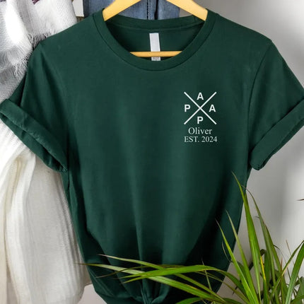 Papa Monogram T-Shirt, Custom Shirt with Kids Name and Date, Fathers Day Gift, Gift for Grandpa or New Dad, Custom Dad Shirts, Cool Dad Gift