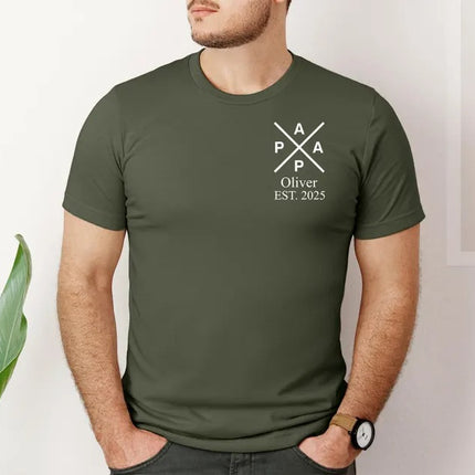 Papa Monogram T-Shirt, Custom Shirt with Kids Name and Date, Fathers Day Gift, Gift for Grandpa or New Dad, Custom Dad Shirts, Cool Dad Gift