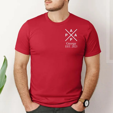 Papa Monogram T-Shirt, Custom Shirt with Kids Name and Date, Fathers Day Gift, Gift for Grandpa or New Dad, Custom Dad Shirts, Cool Dad Gift