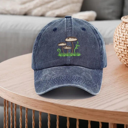 Mushroom Family Embroidered Hat, Men's Mushroom Baseball Caps, Vintage Summer Hat