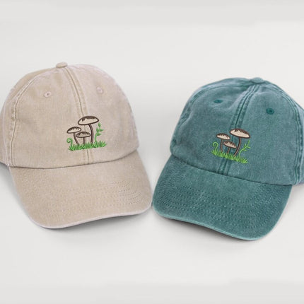 Mushroom Family Embroidered Hat, Men's Mushroom Baseball Caps, Vintage Summer Hat