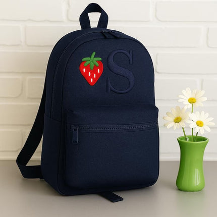 Personalised Kids Backpack, Custom Embroidered Initial Strawberry Bag, Kids Gift
