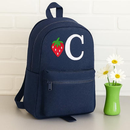Personalised Kids Backpack, Custom Embroidered Initial Strawberry Bag, Kids Gift