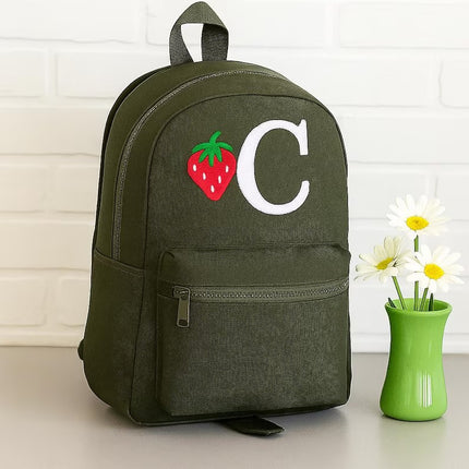 Personalised Kids Backpack, Custom Embroidered Initial Strawberry Bag, Kids Gift