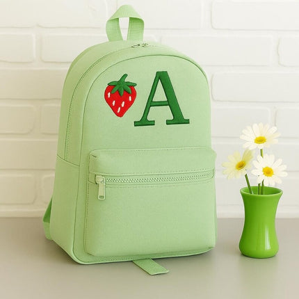 Personalised Kids Backpack, Custom Embroidered Initial Strawberry Bag, Kids Gift