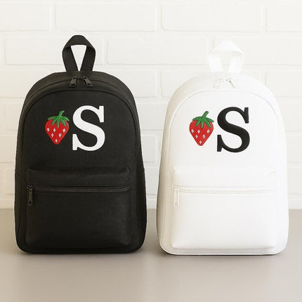 Personalised Kids Backpack, Custom Embroidered Initial Strawberry Bag, Kids Gift