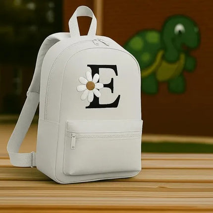 Custom Embroidered Kids Backpack, Personalised Floral Initial School Bag, Kids Gift