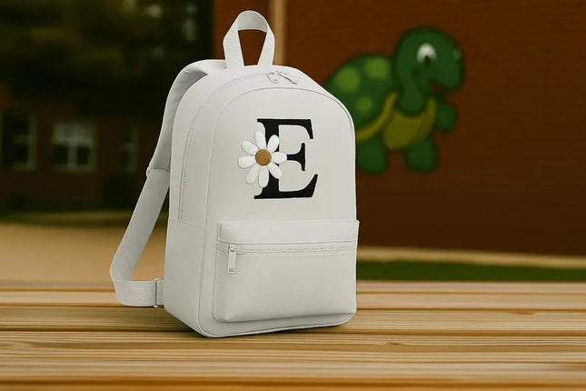 Custom Embroidered Kids Backpack, Personalised Floral Initial School Bag, Children Preschool Rucksack, Nursery Backpack, Back To School Gift