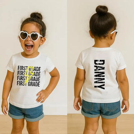 Custom Back to School Shirt, Personalised Kids Name and Grade Tees, Kids Gift