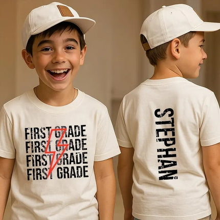 Custom Back to School Shirt, Personalised Kids Name and Grade Tees, Kids Gift