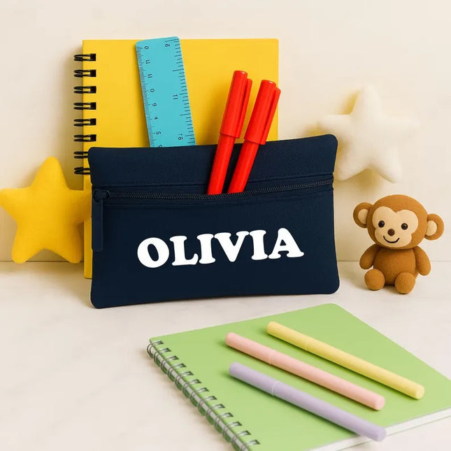 Personalised Pencil Case With Kids Names – Custom Zip Pouch For Girls & Boys, Kids Gift