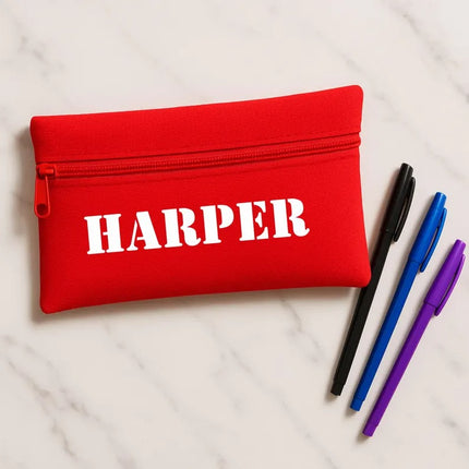 Personalised Pencil Case With Kids Names – Custom Zip Pouch For Girls & Boys, Kids Gift
